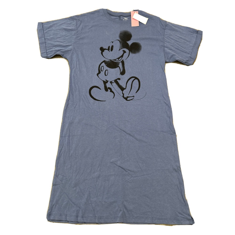 Disney Mickey Mouse Womens T-Shirt Dress Size XS Blue Graphic Print